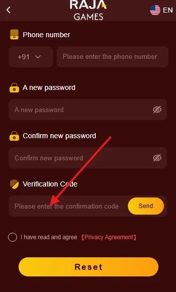 Enter the OTP for password reset